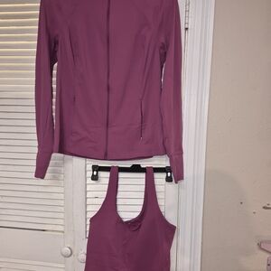 Mauve Active Zip Jacket + Tank Set